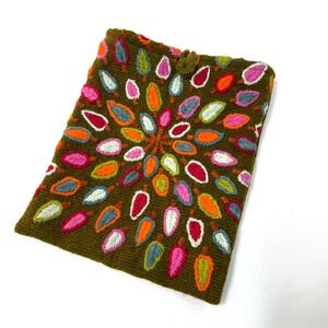 Jenny Krauss Embroidered Wool‎ Pouch Bag Multicolored Boho Tribal